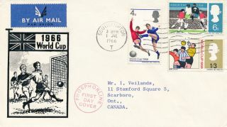 Gb 1966 World Cup (phosphor) On Illustrated Fdc Southampton T Cancel