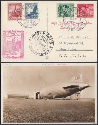 Germany 1939 - Zeppelin Flight Air Mail Postcard Eger 30566/18