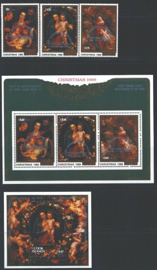 Cook Islands B100 - 04 Sg1085 - 87,  Ms1088 - 89 Mnh 1986 Pope Set Of 3,  2ms Cat$50