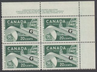 Canada - O45 - 20c Paper Industry Plate Block 2 - Mnh
