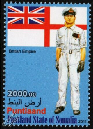 Wwii British Royal Navy Engineer Officer Uniform Stamp / White Ensign Flag