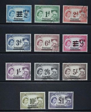 Nyasaland,  Qeii,  1963,  Set Of 11 Stamps To £1 Value,  Cat £24.