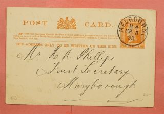 1899 Victoria Australia Postal Card Melbourne Cancel 79030