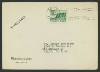 Norway Stamp Scott B59 On 1959 Cover Printed Matter Methodist Congregations