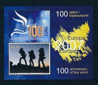 D269538 Europa Cept 2007 Scout Centenary S/s Mnh Kosovo Un Admin