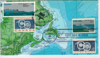 St.  Lawrence Seaway Joint Issue Usa Canada Kmc Folded Map 2091 Combo 1131 Scarc