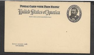 Us Scott Uy3 Intact 1c Grant Message & Reply Card 1898,  Plate Flaw By " R " In Ca