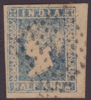 India Litho Qv 1854 Sg2 ½a Blue Die I Mottled Print Worn Stone Gu/fu
