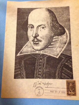 William Shakespeare First Day Of Issue On Parchment