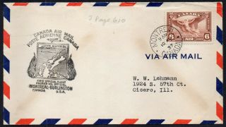 1937 Canada First Flight Cover Montreal To Burlington - Slogan Cancel
