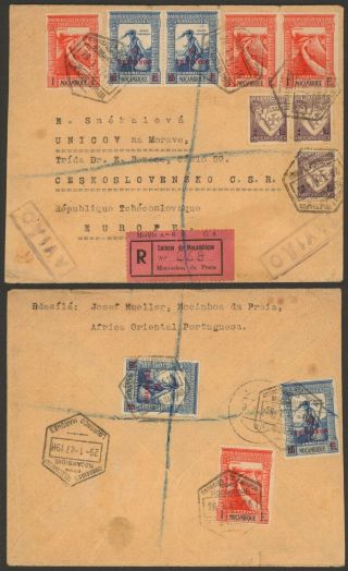 Mozambique 1947 - Registered Air Mail Cover To Czechoslovakia D154