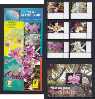 Papua Guinea 2004 Orchids Mnh Set Presentation Pack