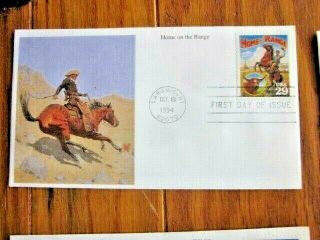 Cowboy Home On The Range Frederic Remington Painting Mystic Cachet 1994 Fdc