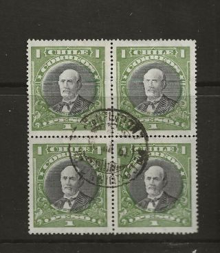Chile 1911 ? 1 P.  Green & Black,  Block Of 4