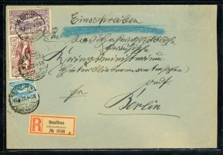 Upper Silesia Oberschlesien Postal History: Lot 10 1922 Reg Beuthen - Berlin $$