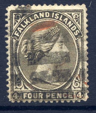 Falkland Islands 1885 - 91 4d Grey - Black Fine With Large Football Cork Cancel