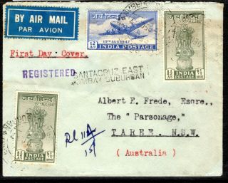 India 1937 Registered Airmail First Day Of Issue Cover Addressed To Nsw