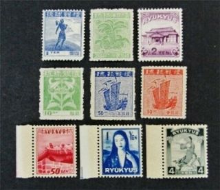 Nystamps Japan Ryukyu Islands Stamp 2a//6a 7//12 Og H/nh $47