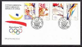 Cyprus 1992 Olympics Barcelona First Day Cover