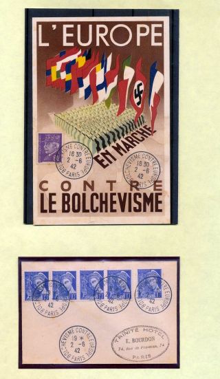 France 1942 Bolchevisme Card Cover Sheet 3 Items (mt 534