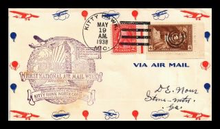 Dr Jim Stamps Us Kitty Hawk North Carolina National Air Mail Week Cover 1938