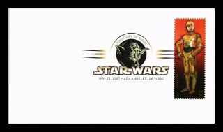 Dr Jim Stamps Us Star Wars C3po Fdc Cover Yoda Pictorial Cancel