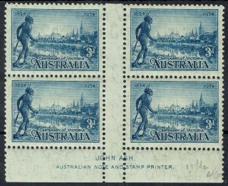 Australia 1934 Victoria Centenary 3d Perf 11.  5 Gutter Imprint Block