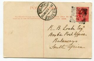 Uk Squared Circle Postmarks - Broxbourne 1904 Postcard To Rhodesia - Bulawayo