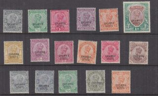 Chamba,  India,  1913 - 23 Kgv Set Of 10 Plus Shades,  Lhm.  (17)