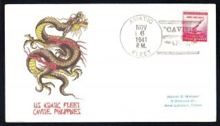 Us Navy Asiatic Fleet Cavite Philippines Dragon Cachet Naval Cover 1 Made (9866)