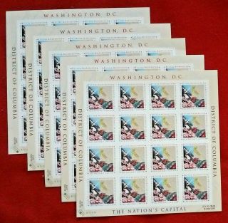 Five X 16 = 80 Of Washington D.  C,  District Of Columbia 37¢ Us Stamps.  Sc 3813