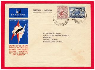 Australia - 1934 Imperial Airways First Flight Cover Brisbane - Rambang Dutch Indies