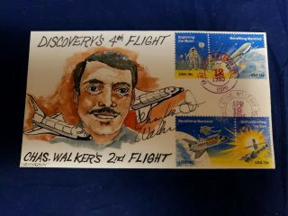 Us 1985 Fdc Space Judith Fogt Cachet Chas Walker Discovery Autographed Also