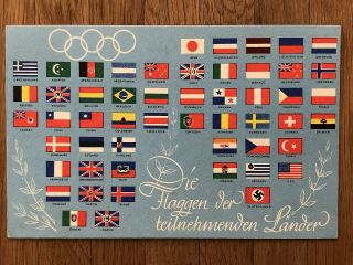China Old Postcard Flags Of The Participating Countries Olympia 1936