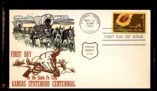Mayfairstamps Us Fdc 1961 Kansas Statehood Overseas Mailers First Day Cover Wwb3
