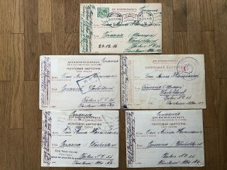 5 X China Old Postcard Russia Denmark Germany Prisoners Post 1916