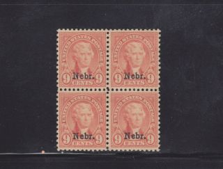 Us Stamps - 678; 9c Nebr.  Overprint Issue; Block Of 4; Never Hinged