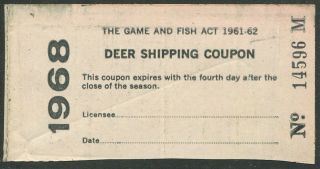 Canada Revenue Ontario 1968 Deer Coupon