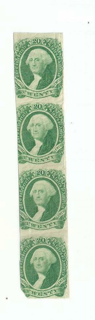 U.  S.  Stamps Scott Csa13 Confederate States Strip Of 4 Cv 200.  00