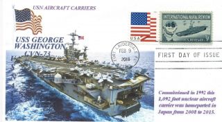 Uss George Washington Cvn - 73 Aircraft Carrier Color Photo First Day Of Issue Pm