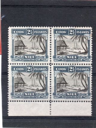 Niue Gv 1932 Block 2.  1/2d Black & Slate - Blue Sg 58 Nhm/h.