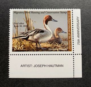 Wtdstamps - Rw75 2008 Plate - Us Federal Duck Stamp - Og Nh