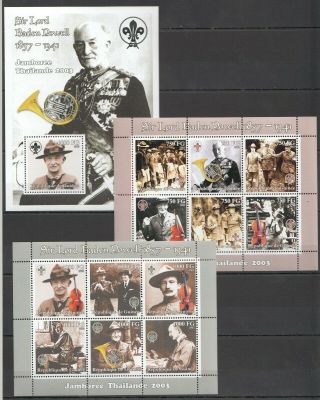 L932 2002 Guinea Famous People Scouting Lord Baden Powell Bl,  2kb Mnh Stamps