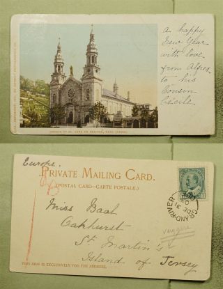 Dr Who 1903 Canada Grand River Quebec Church Postcard To Jersey E41478