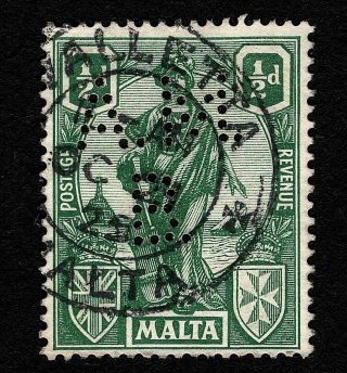 Opc 1922 Malta 1/2d Sc 99 Anglo Maltese Bank Perfin " A.  M.  /b.  " 36775
