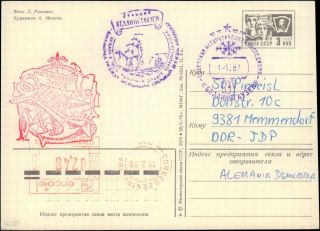 1987 Russia / Argentina Multi Antarctic Cachet On Post Card