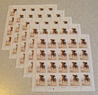 Five (5) Sheets X 20 = 100 Buffalo Soldiers 29¢ Us Ps Postage Stamps.  Sc.  2818