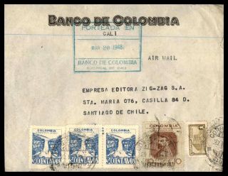 Mayfairstamps Colombia 1948 Banco De Colombia Ad To Santiago De Chile Cover Wwb6