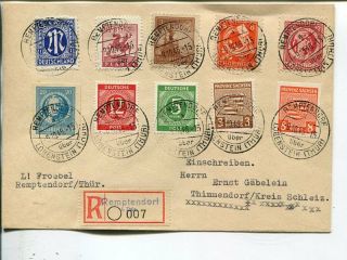 Germany 10 Stamps From Different Areas On Reg Cover 9.  10.  1945