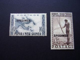 Papua Guinea 1952 10/ - And 1 Pound Specimen Stamps (lot 117a)